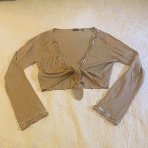 Barami Silk & Cashmere Cardigan, sequin trim, Size M